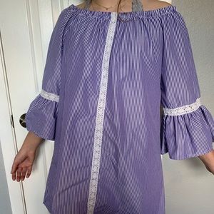 Blue and white striped dress